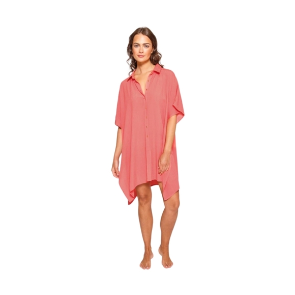 Koy Resort Wear Miami Oversized Tunic Coverup Shirt In Punch NWT Size M - Picture 1 of 10